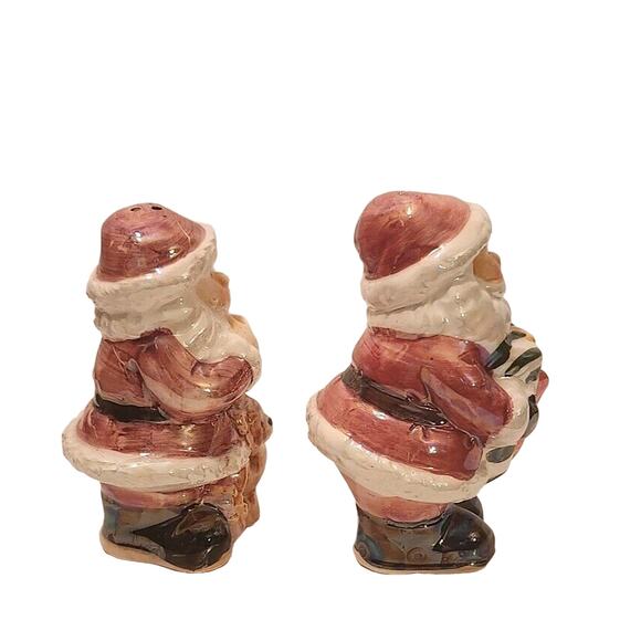 Santa Claus With Gifts Vintage Lusterware Salt And Pepper Shakers - Picture 4 of 6